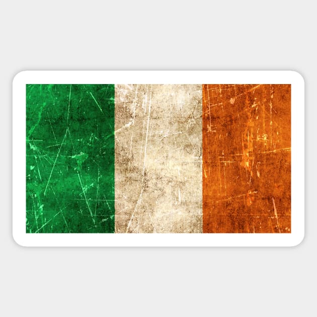 Vintage Aged and Scratched Irish Flag Sticker by jeffbartels